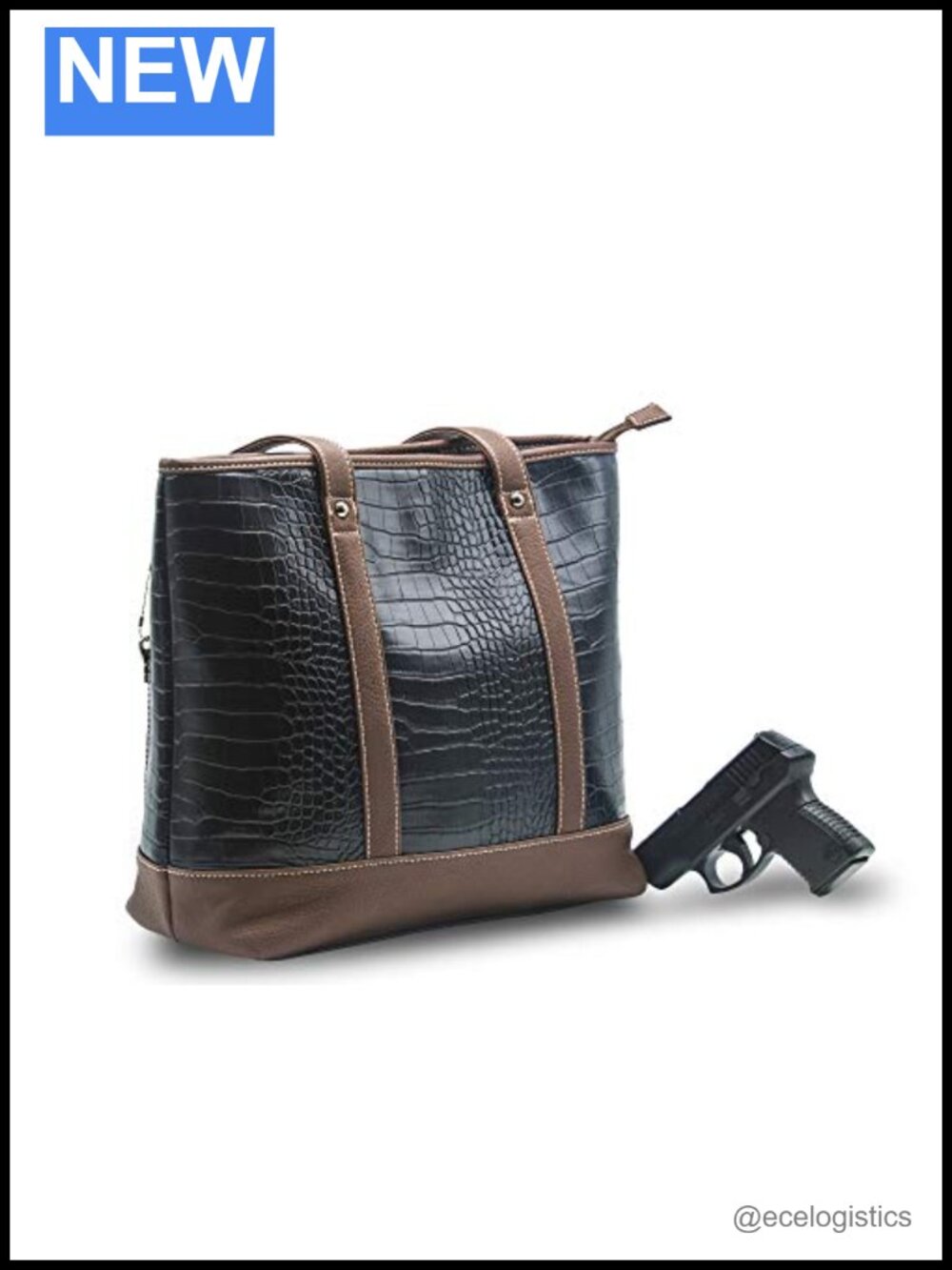 Premium Crocodile Embossed PU Faux Leather Concealed Carry Tote Purse